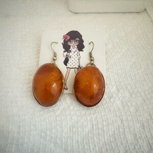 Orange Oval Dangle Earrings